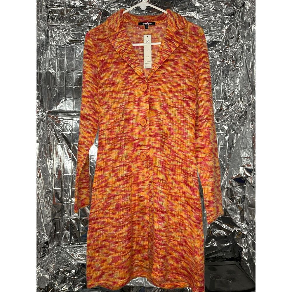 SPICY GIRL Long Multicolored Cardigan Size S